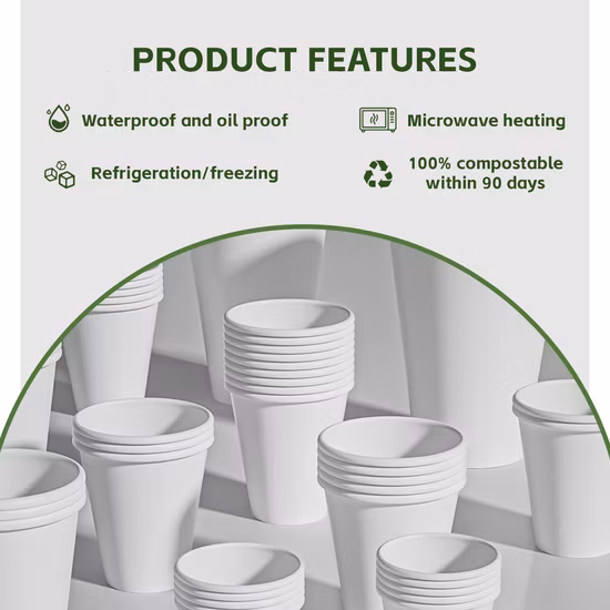 Copos de papel PLA compostáveis, canecas de café Eco para viagem com tampa